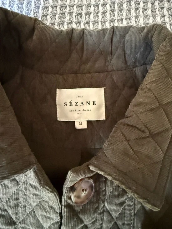 Sezane Will Quilted Olive Utility Jacket - Medium - Picture 5 of 6